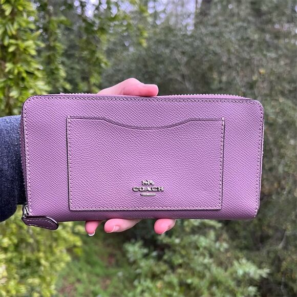 Coach Accessories - COACH Crossgrain Leather Wallet Purple with Silver Hardware AUTHENTIC